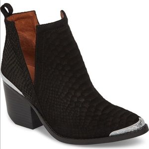 Jeffrey Campbell Cromwell Cutout Bootie Black suede snake